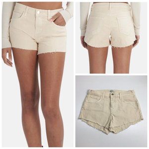 NWOT L'AGENCE AUDREY Mid-Rise Coconut Wash Frayed Raw Edge Hem Denim Shorts